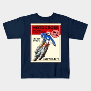 Vintage Motorcycle Motocross Red Bud 1975 Kids T-Shirt